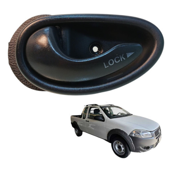 Maçaneta Interna Esquerda Fiat Strada 1.4 2p C5 2012 Preto Dianteira