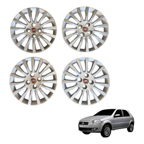 Jogo Calota Roda Aro 15 Fiat Palio Siena Strada 2008 2012 Prata