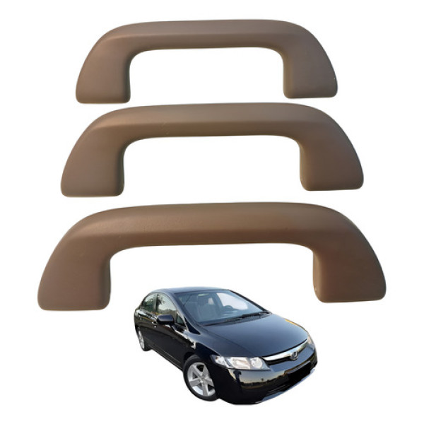 Alça Teto Pega Mão Kit Honda New Civic Lxs 2007 2011 Cinza-escuro
