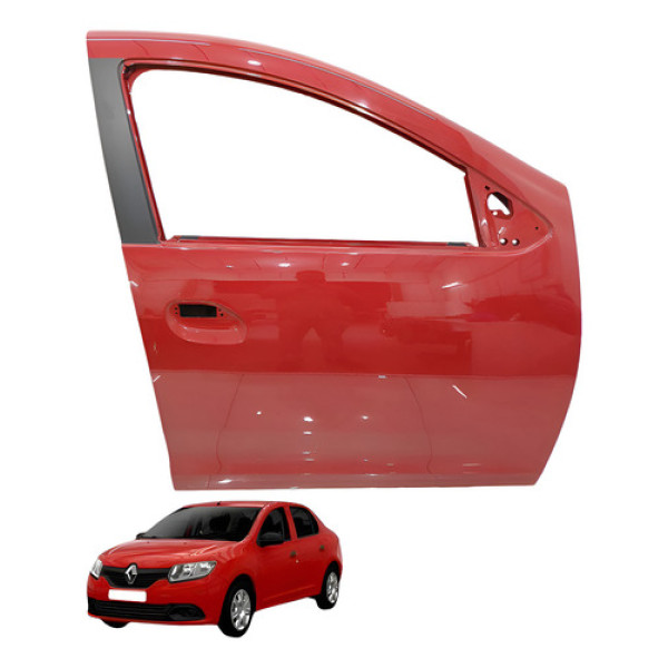 Porta Dianteira Direita Renault Logan 2015 2018 1.0 3c Direito Vermelho