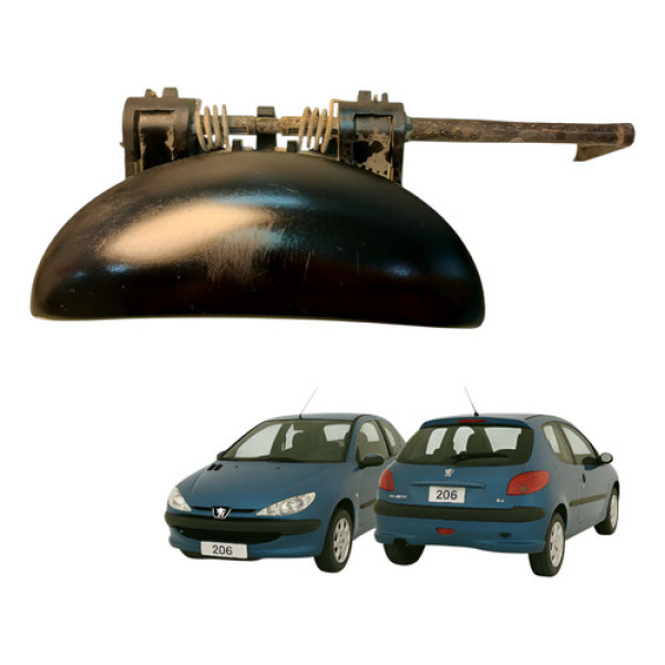 Maçaneta Externa Dianteira Esquerda Peugeot 206 2000 Preto