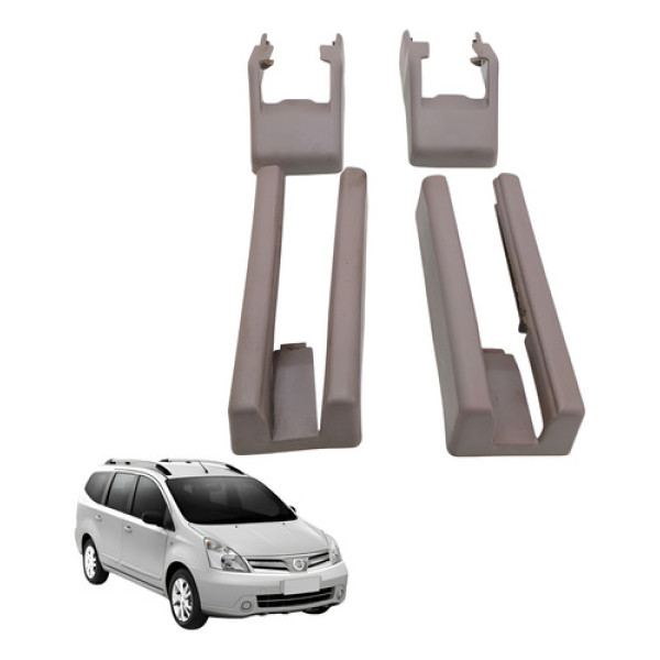 Moldura Trilho Banco Dianteiro Kit Livina 1.6 Flex 2009 2012 Cinza