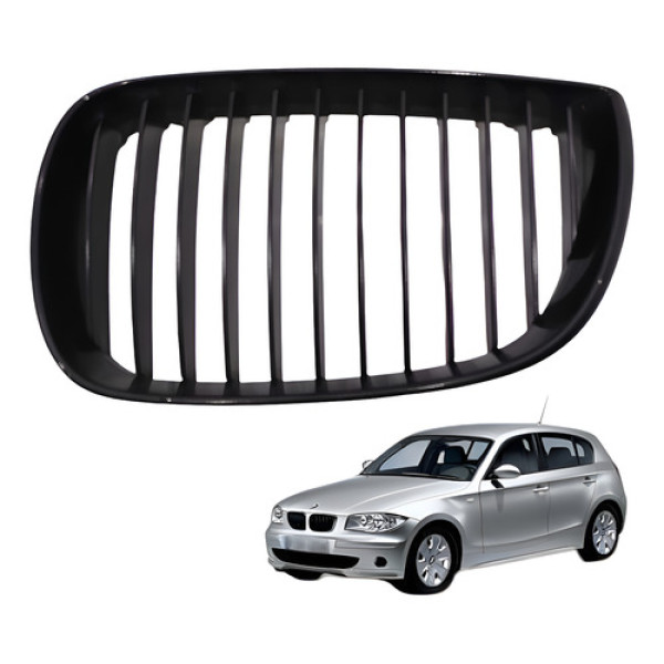 Grade Esquerda Parachoque Bmw 130i 3.0 2008 2009 Preto Esquerdo