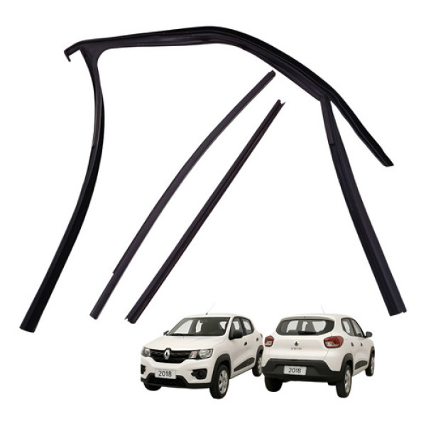 Canaleta Vidro Pestana Dianteira Esquerda Kit Kwid 2017 2022 Preto