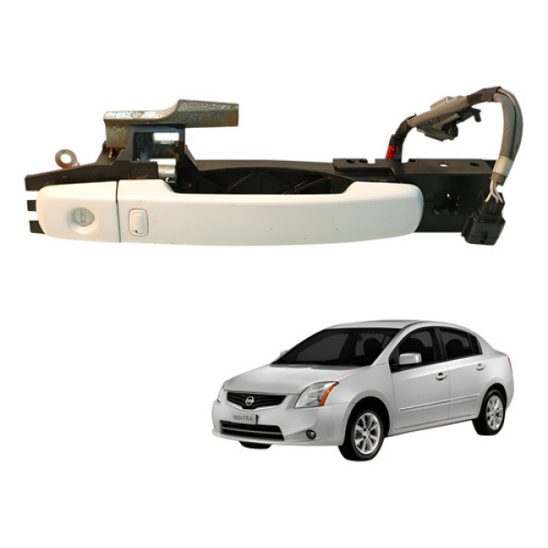 Maçaneta Externa Dianteira Esquerda Nissan Sentra 2011 2012 Branco Dianteira
