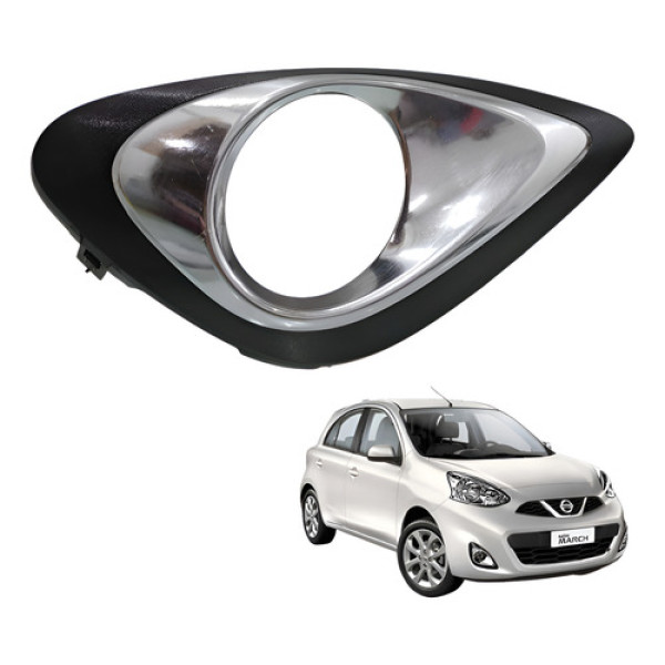 Moldura Farol Milha Lado Direito March 1.0 3cc Sv 2016  Preto