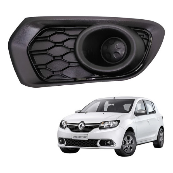 Grade Direita Farol Milha Renault Sandero 1.0 3cc 2017 Preto Direito