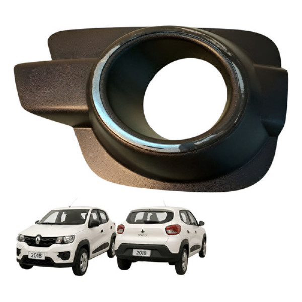 Grade Farol Milha Esquerdo Renault Kwid 2017 2022 Preto Esquerdo