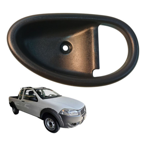 Moldura Maçaneta Interna Direita Fiat Strada 1.4 2p 2012 Preto Dianteira