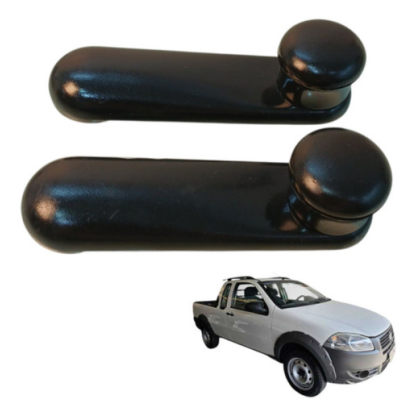 Manivela Abertura Vidro Par Fiat Strada 1.4 2p 2012 Preto