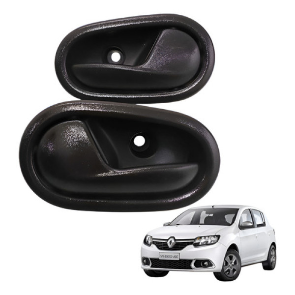 Maçaneta Interna Traseira Par Sandero 1.0 3cc 2017 Preto Traseira