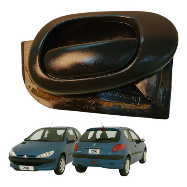 Maçaneta Interna Porta Dianteira Direita Peugeot 206 2000  Preto