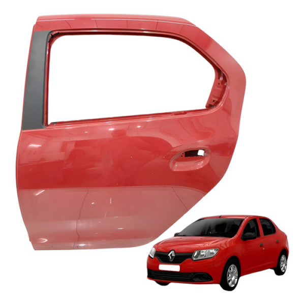 Porta Traseira Esquerda Renault Logan 2015 2018 1.0 3c Esquerdo Vermelho