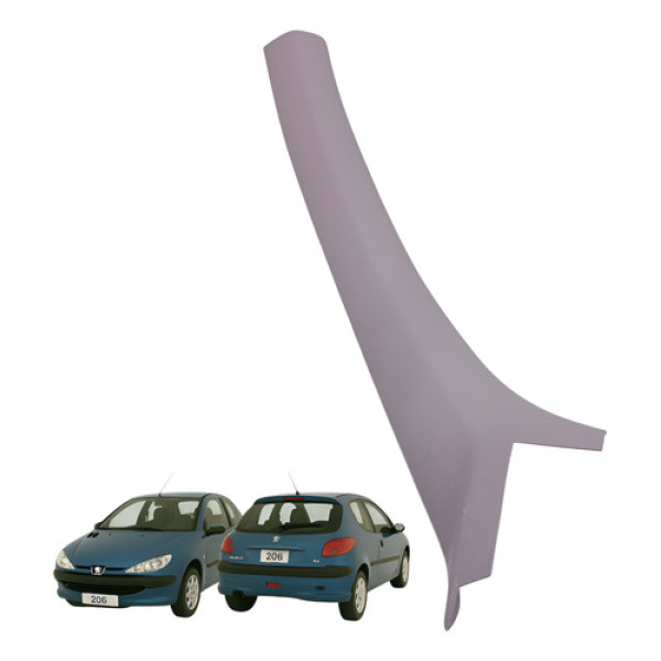 Moldura Direita Coluna Parabrisa Peugeot 206 2000 2001 Cinza