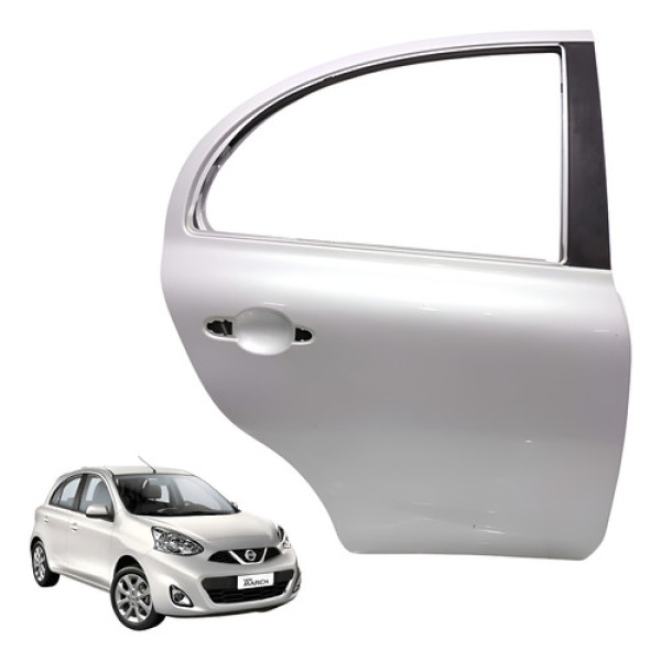 Porta Traseira Direita March 1.0 3cc Sv 2016 Direito Prata