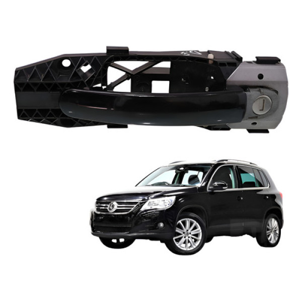 Maçaneta Externa Porta Dianteira Esquerda Tiguan 2.0 2010 Preto Dianteira